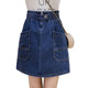 2025 new oversized zipper bag hip -ray denim skirt female summer wild fat mm high -waisted A -shaped skirt