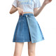 2025 new extra-large size fashionable denim short skirt for women in summer loose A-line skirt high-waisted pleated skirt pants

