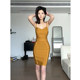 XZY Slightly fat and mature sexy slim suspender dress for women 25 years summer royal sister temperament waist-pack hip skirt