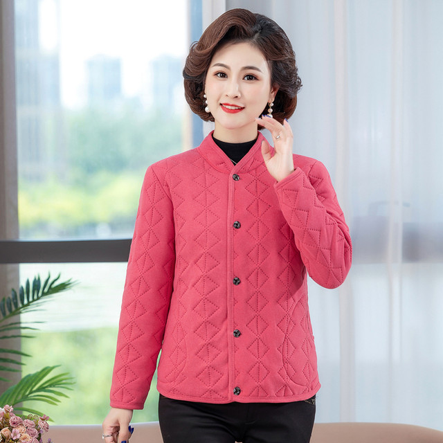 
Middle-aged and elderly women's winter camel velvet cotton coat stand collar thickened velvet coat mother De velvet thermal inner line small cotton coat