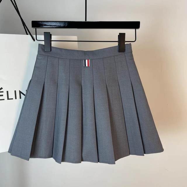 Suit tb gray pleated skirt A -line high waist, thin waist thin skirt, hidden cyan skirt skirt, female spring and autumn
