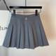 Suit tb gray pleated skirt A -line high waist, thin waist thin skirt, hidden cyan skirt skirt, female spring and autumn
