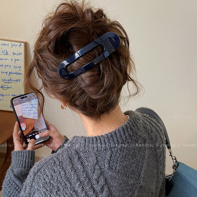 Simple temperament one-word hair clip for women 2025 new high-end duckbill clip large back head hair accessories autumn and winter