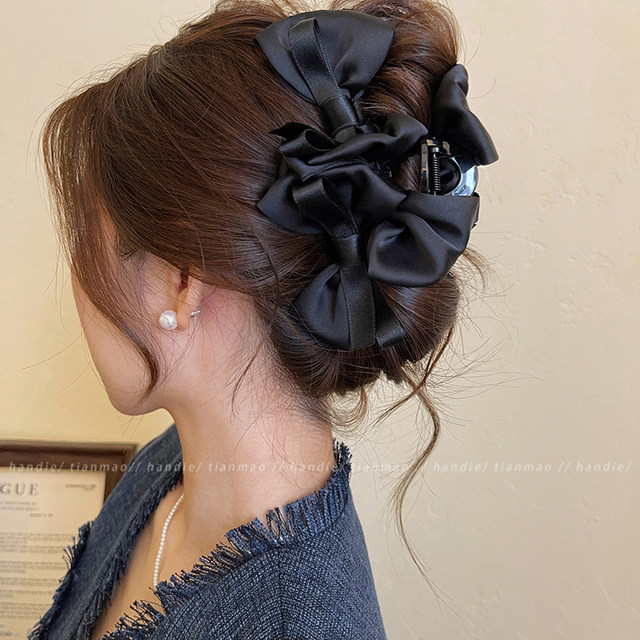 God of Atmosphere ~ Black bow hair clip for women 2025 new style grab clip large elegant shark clip high-end feeling ins