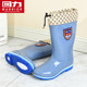 Rain boots for women, high tube, mid-tube, non-slip, waterproof rubber shoes, authentic, fashionable, thickened work overshoes, plus velvet rain boots