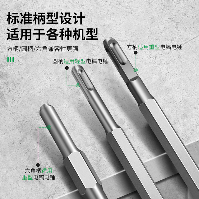 German Seiko electric hammer impact drill bit electric pick shovel head flat chisel concrete wall drilling power tool artifact