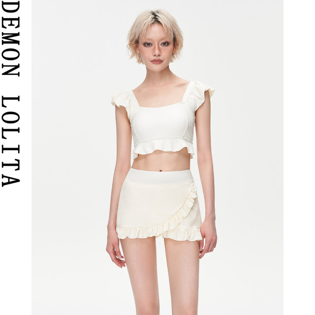 
Women's 2025 new ins split skirt style high waist slimming belly beautiful seaside vacation hot spring swimsuit