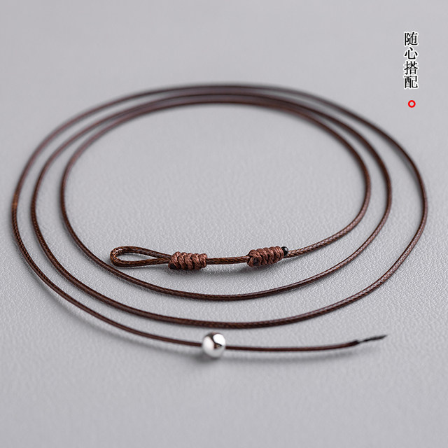 Yikai wax leather lanyard emerald jade hanging neck gold and silver pendant rope through sky beads transshipment bead neck neck neck chain