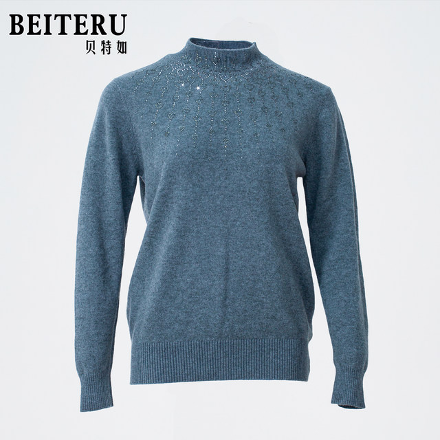 Beteru knitted sweater for middle-aged and elderly women, winter mother's wear, elegant and ladylike simple warm bottoming shirt ES