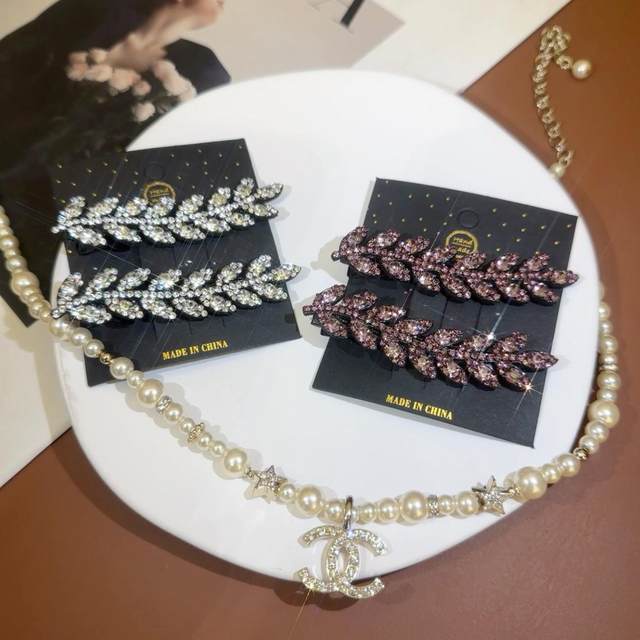 Rhinestone wheat ear bb clip women's 2025 new duckbill clip broken hair side clip bang clip flash diamond clip hair clip hair accessories
