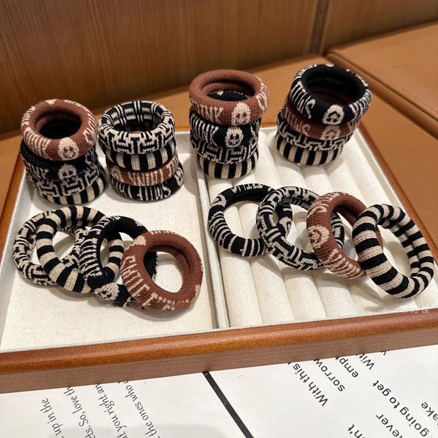 Hair tied high elastic head rope for women durable rubber band retro simple hair rope high ponytail meatball hair loop headdress
