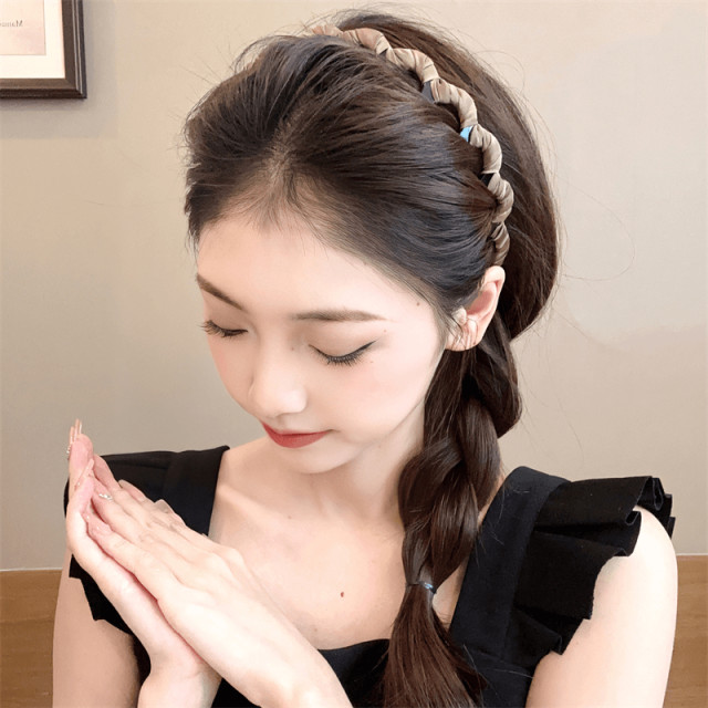 Korean version of wavy hairband for women with high skull top face wash with teeth hair card fabric non-slip hair crushing hair band Internet celebrity 2025 new model
