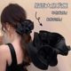 Korean high-end satin large intestine ring hair and necklace flower gentle temperament black fabric rubber band head rope tie ponytail
