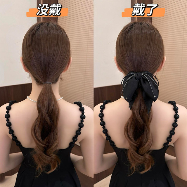 2025 new temperament bow grabbing the back of the head simple half-tied hair ponytail hair grabbing out versatile hair clip for women
