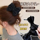 2025 new double-sided ponytail grabber hairpin with temperament and solid color bow on the back of the head, high-end headwear