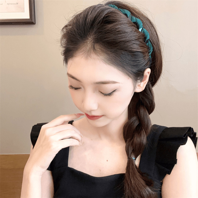 Korean version of wavy hairband for women with high skull top face wash with teeth hair card fabric non-slip hair crushing hair band Internet celebrity 2025 new model
