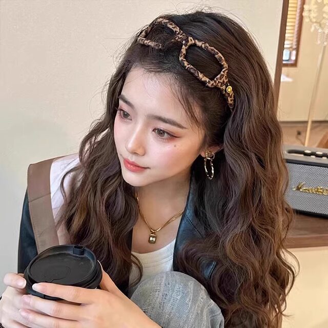 2025 autumn and winter new leopard print glasses headband high-end sense internet celebrity headband hair card hair accessories high skull top artifact headwear