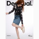 Desigual denim A-line LOGO love asymmetrical print midi-length skirt for women
