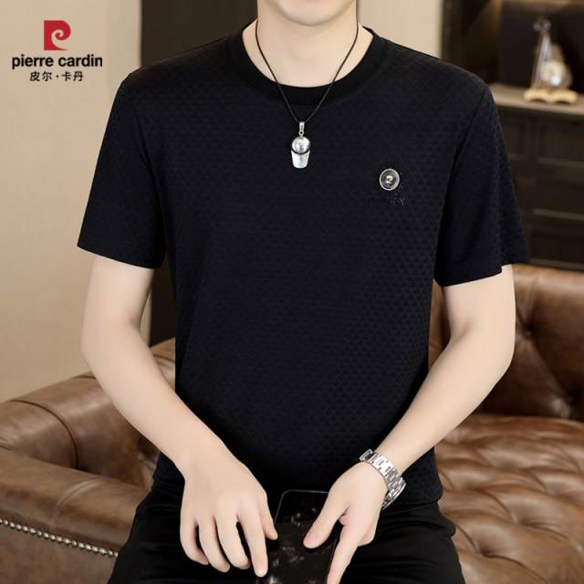 Pier Cardin high-end ice silk short-sleeved T-shirt for men's summer new round neck middle-aged quick-drying half-sleeved shirt T breathable thin
