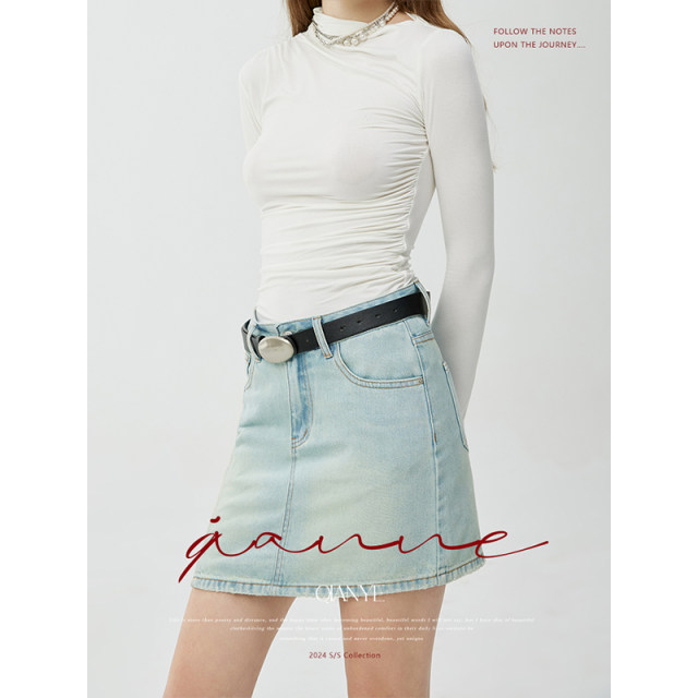 Asymmetrical design-sensory denim skirt 2025 summer new trend high-waist high-end fashionable hip-cover skirt