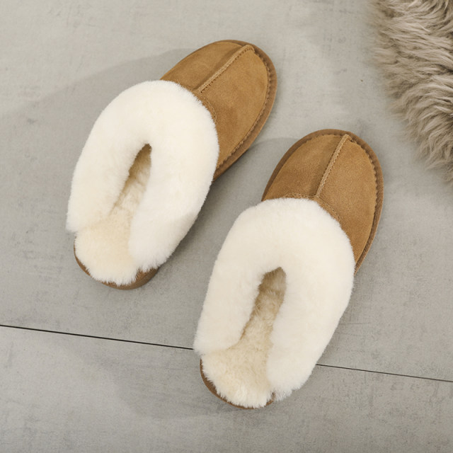 aUGGh fur slippers for women wearing 2024 winter new style Baotou semi-torched snow boots non-slip men's drag UGG