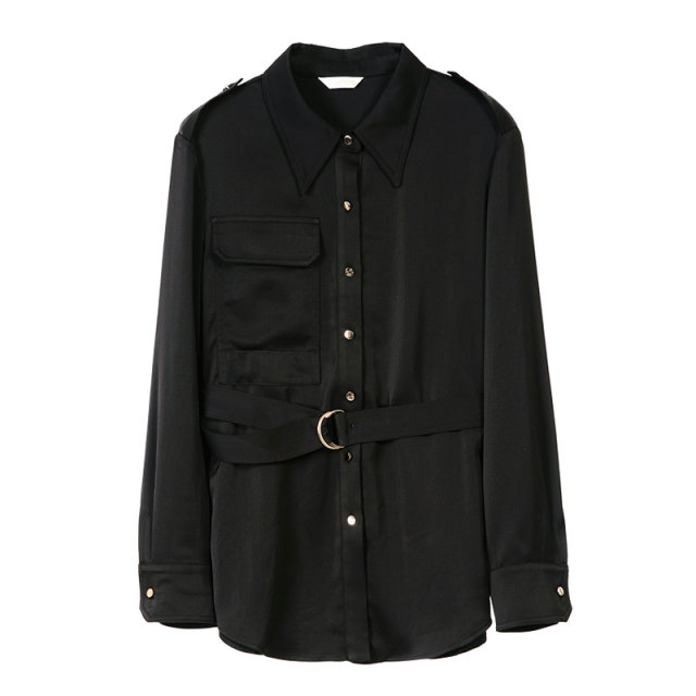 Somsom/Soma Black Shirt Women's Long Sleeve Senior Design A sense
