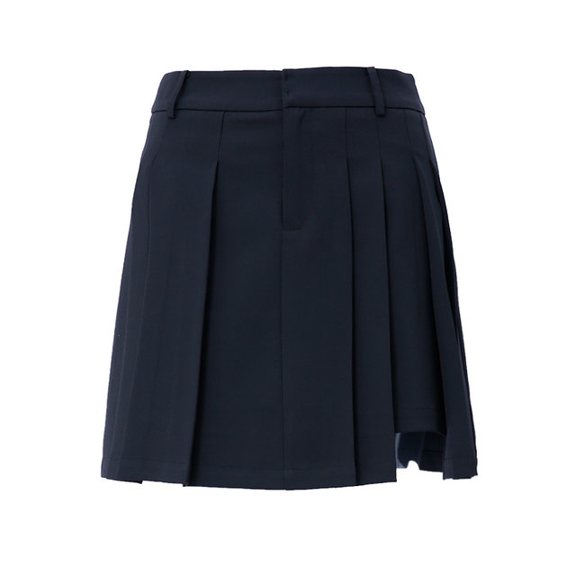 SOMSOM/Soma Summer New Solid Color Academy Asymmetric Pleated Irregular Hem Slim A-line Skirt Short Skirt
