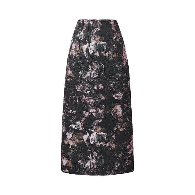 Yanyu retro elegant printed skirt Ms. 2024 new winter mid -length thin A -line hip skirt
