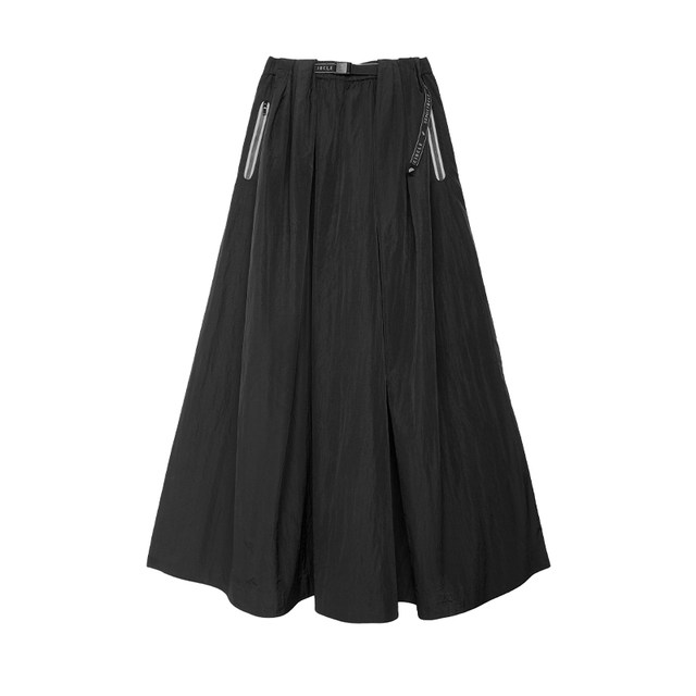 Semi-circle original design women's clothing [sports] 2025 summer black casual loose skirt women's a-line skirt long skirt
