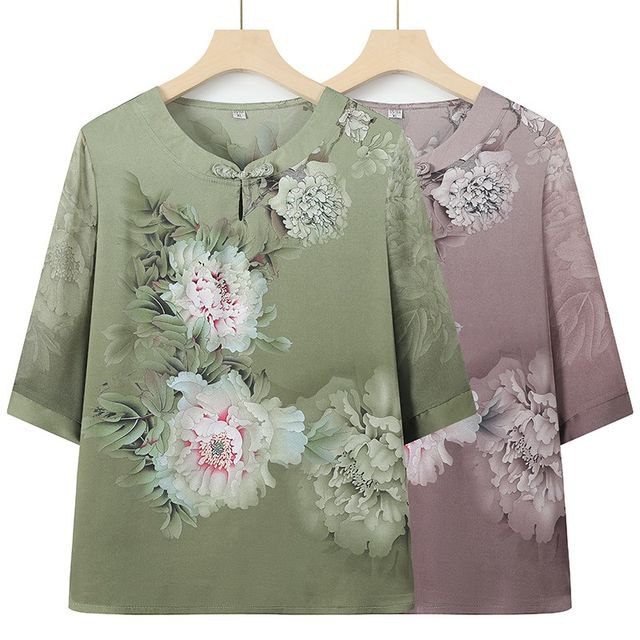 
Sufa mid-year-old grandma's summer dress shirt 0 mother's wear 2 sets 2 new T-shirts two old thin