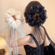 French lace pearl large intestine hair circle women buns streamers hair rope high-end head flower tie hair hair beauty hair accessories