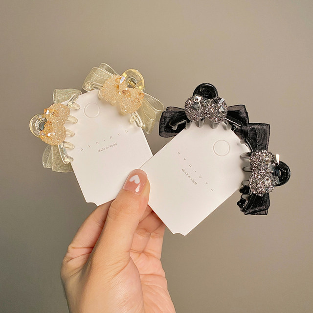 Double-sided bow small clip ab sided mesh small clip headwear hair clip feminine high-end bangs clip top clip