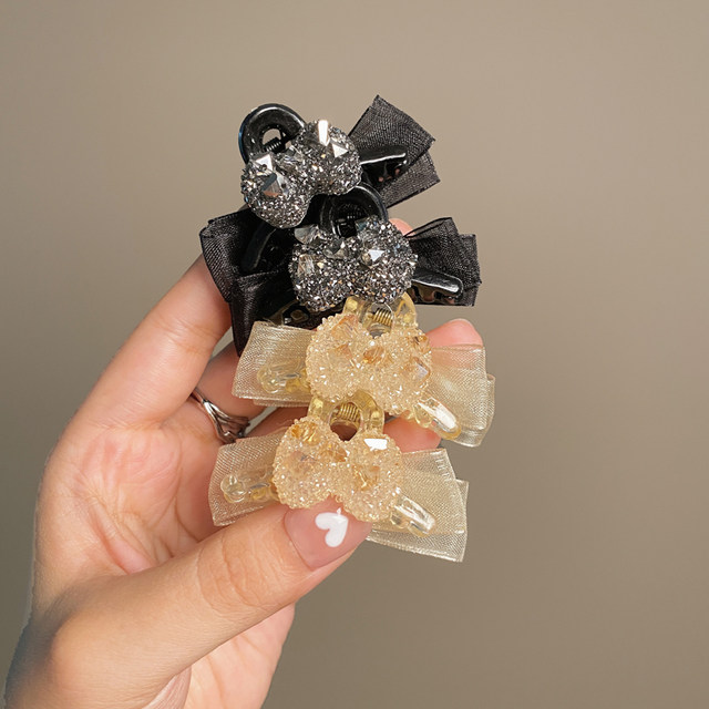 Double-sided bow small clip ab sided mesh small clip headwear hair clip feminine high-end bangs clip top clip