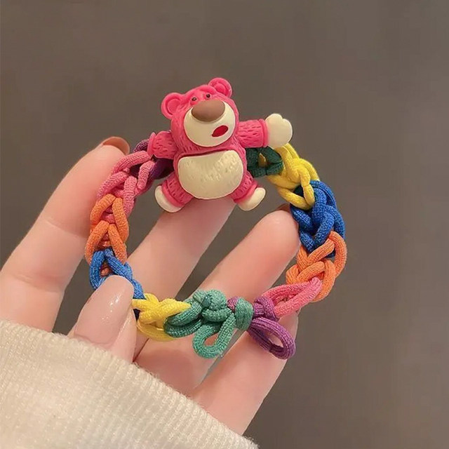 DIY hand-made strawberry bear hair ring hand rope head rope new cute hair rope rubber band female head tie send boyfriend
