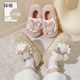 Bow cotton slippers for women winter 2025 new indoor home bag with thick sole warm plush cotton shoes for outer wear