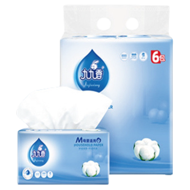 Jiujiuxiang original wood pulp tissue paper 4 layers thickened 0508 medium size mother and baby facial tissue paper household affordable special offer