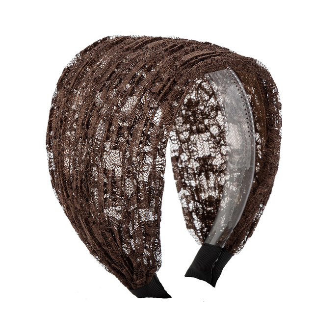 Lace wide-brimmed headband for women to cover white hair, summer breathable hairband, simple toothed anti-slip hairpin headgear