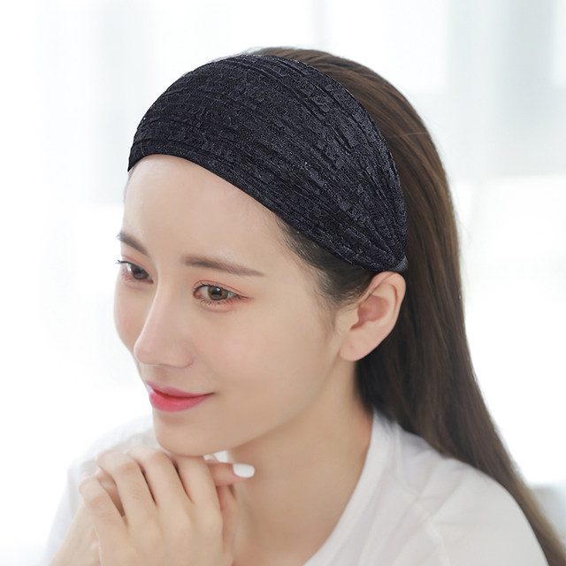 Lace wide-brimmed headband for women to cover white hair, summer breathable hairband, simple toothed anti-slip hairpin headgear