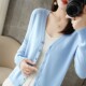 100 pure fashionable cardigan jacket for women knitted base shirt V-neck spring 2025 new style short sweater for women