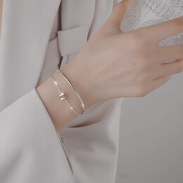 Small brute waist 999 sterling silver double-layer bracelet light luxury niche design temperament bracelet Valentine's Day gift to his girlfriend