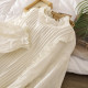 Spring women's clothing fresh hook lace stand collar embroidered solid color dress with long sleeves loose pleated cotton linen long skirt new