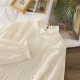 Spring women's clothing fresh hook lace stand collar embroidered solid color dress with long sleeves loose pleated cotton linen long skirt new