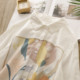 Literary and fresh cartoon oil painting flower loose double -layer cotton yarn baby cotton white shirt female long -sleeved bottom shirt