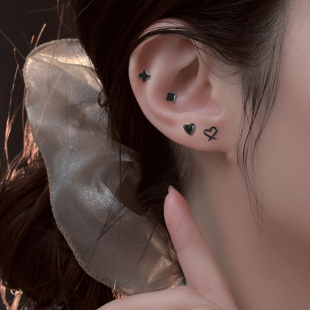 Colorful bio porcelain porcelain ear piercing ear studs for women simple sweet and cute girl sweet sleeping without removing anti-blocking earrings