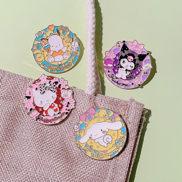 Cartoon Sanrio metal badge cute Kuromi cinnamon dog brooch design niche children's bag decoration