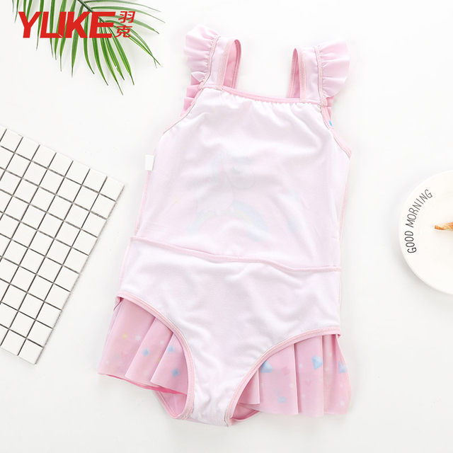 Children's swimsuits, middle school girls, big children, fashionable and cute 2025 new summer princess skirt one-piece student swimming suit
