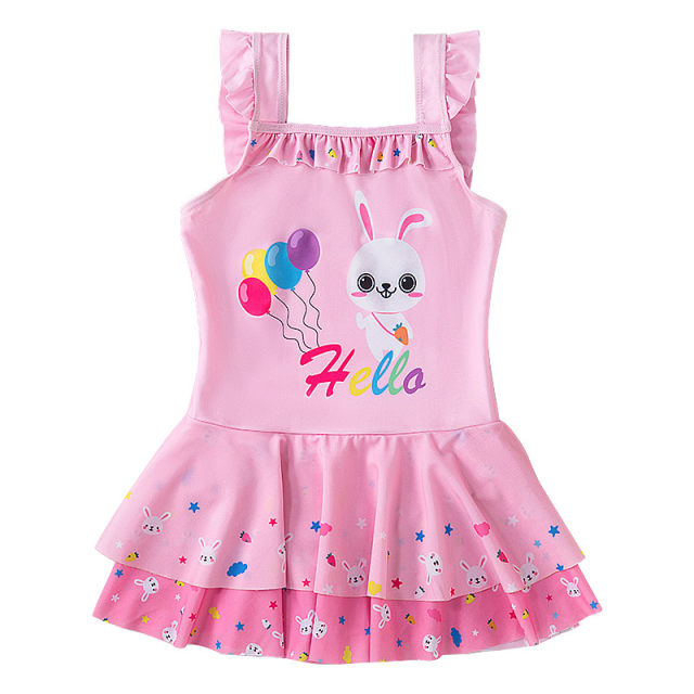 Children's swimsuits, middle school girls, big children, fashionable and cute 2025 new summer princess skirt one-piece student swimming suit