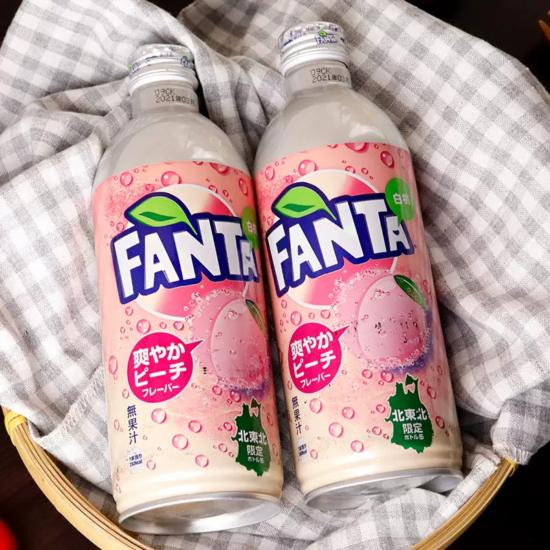 日本进口fanta芬达白桃汽水网红粉色北海道限定碳酸饮料500ml 瓶