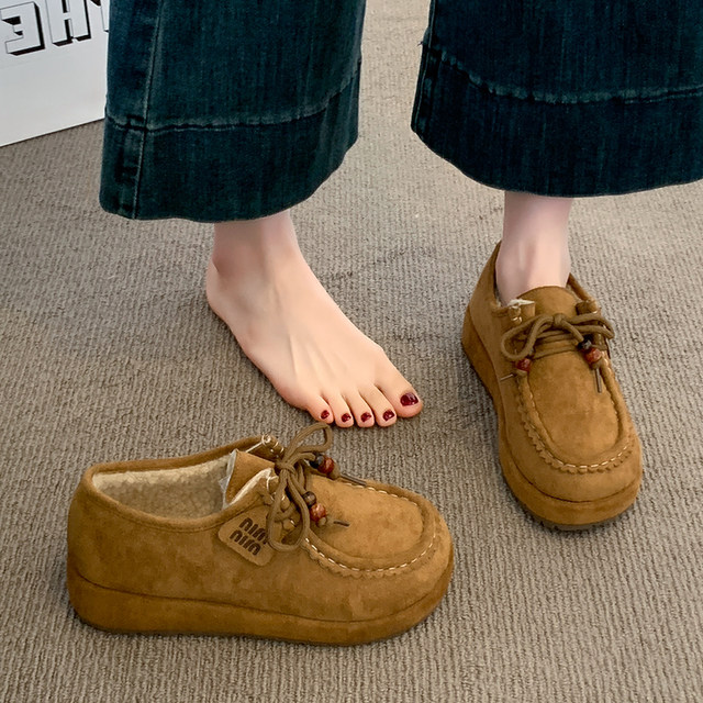 
Inner heightened thick sole plus velvet full wrap Birkenstock shoes wool cotton shoes for women 2025 new winter snow boots loafer shoes