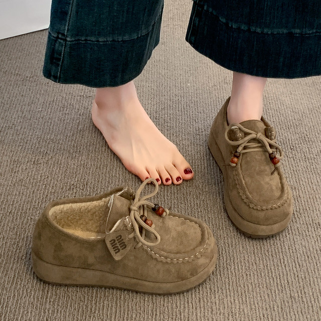 
Inner heightened thick sole plus velvet full wrap Birkenstock shoes wool cotton shoes for women 2025 new winter snow boots loafer shoes